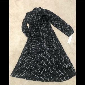 Calvin Klein POLKA DOT 3/4 SLEEVE TIE NECK DRESS